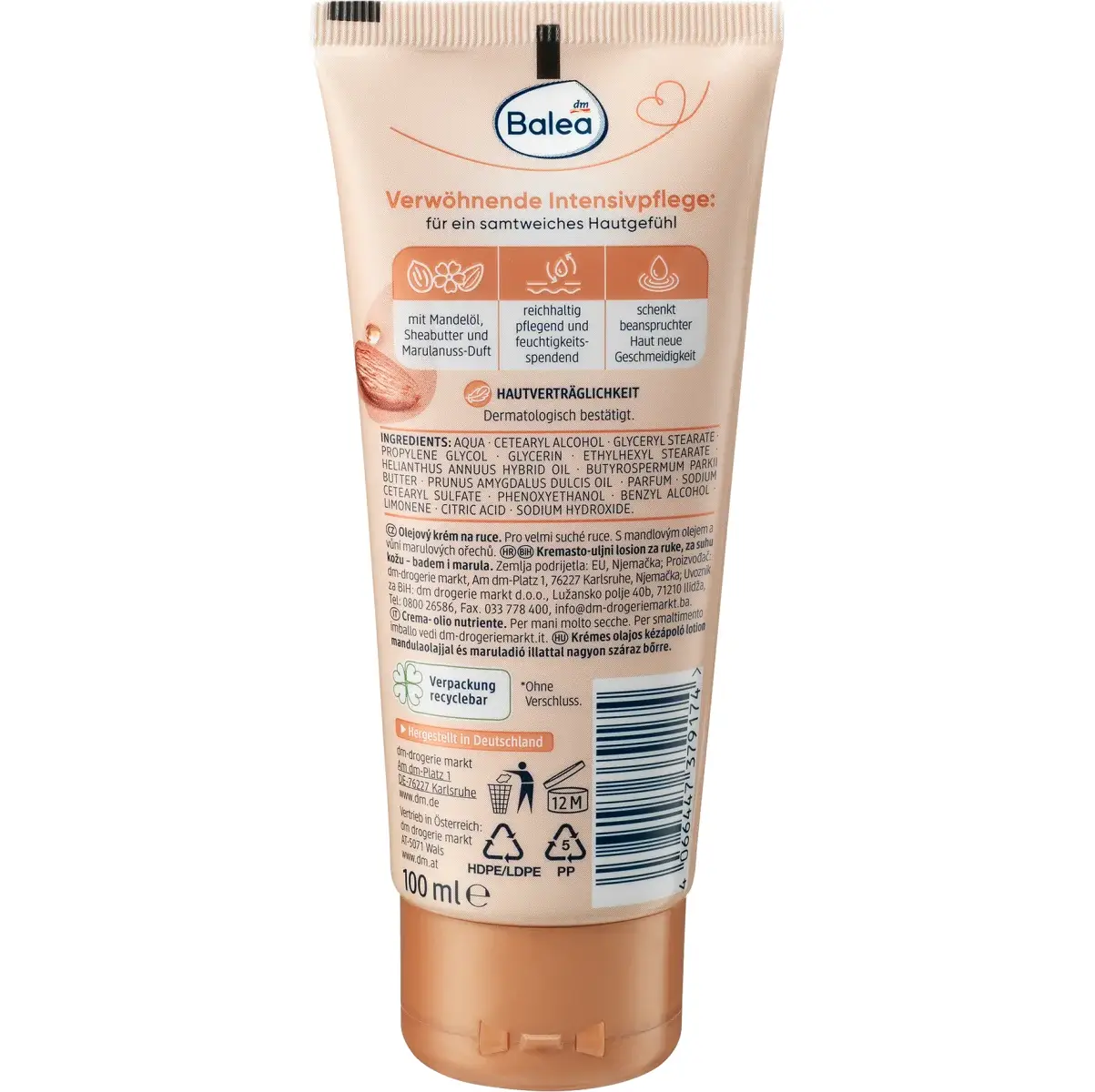 Balea Lotion Crème-Huile pour les Mains – 100 ml