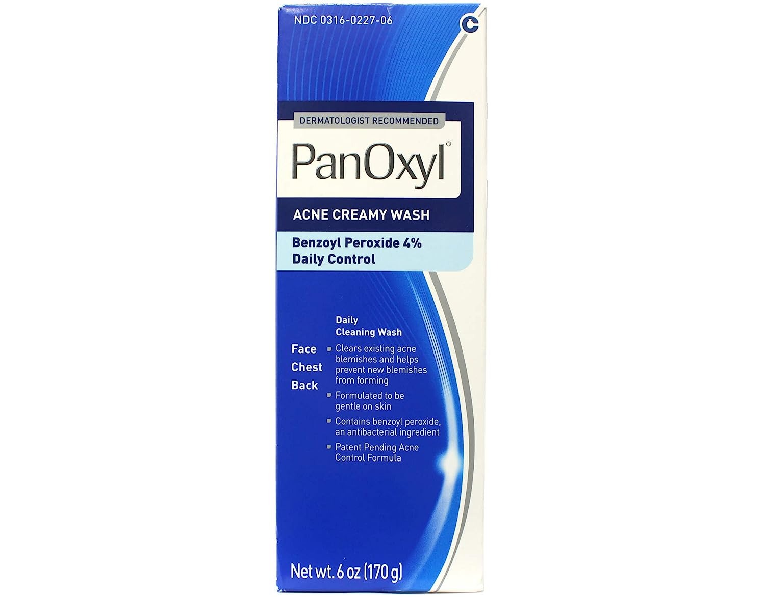 PanOxyl Gel Nettoyant Acné Crème 4% Benzoyl Peroxyde – 170 g
